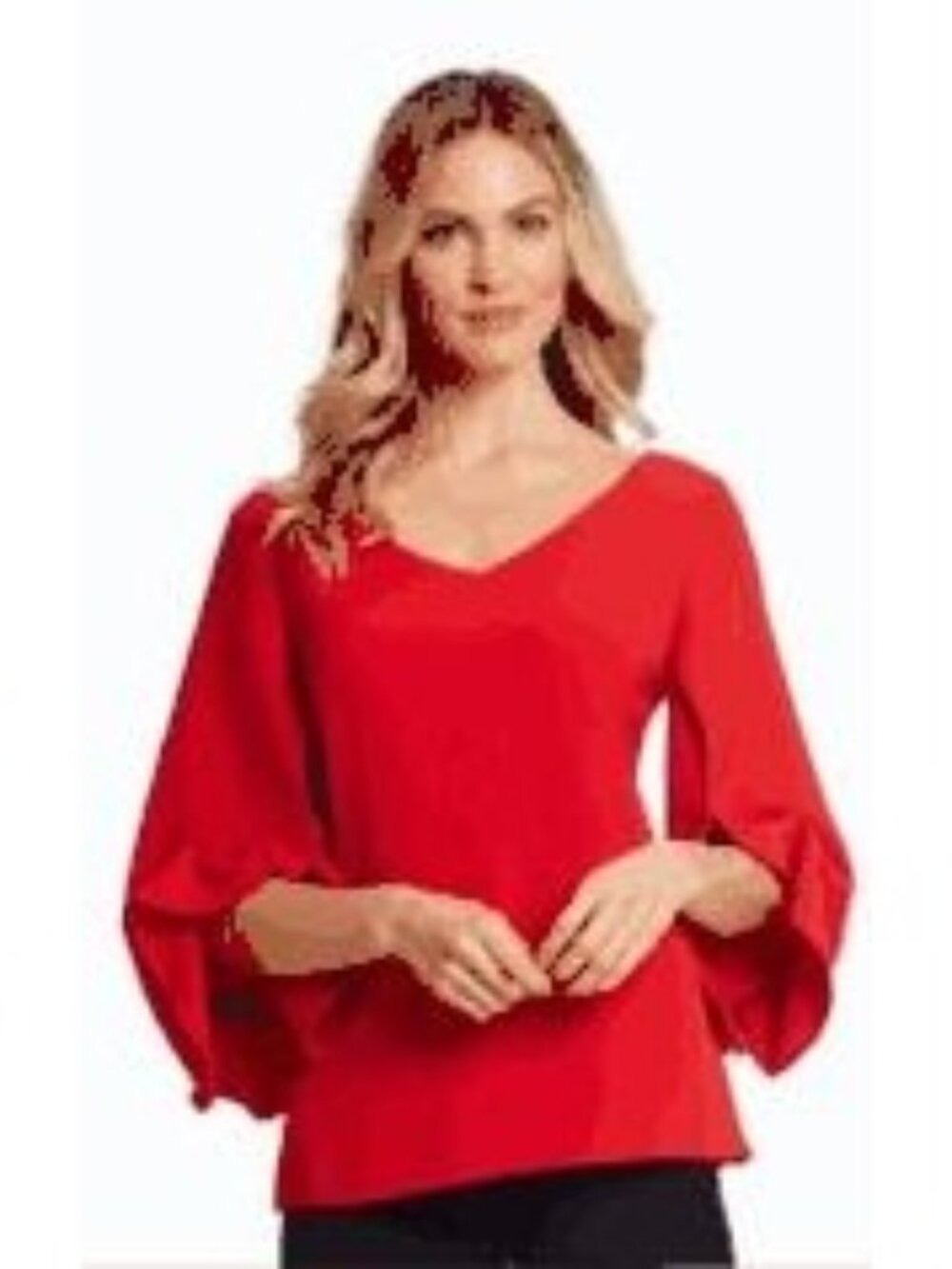 Alberto Makali Pintuck Blouse in Red Medium